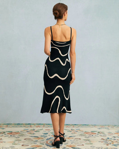 Vestido midi de punto con dobladillo de sirena The Black Wave