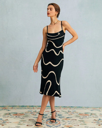 Vestido midi de punto con dobladillo de sirena The Black Wave