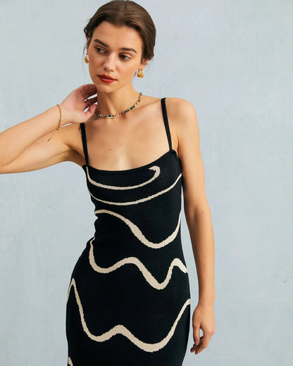 Vestido midi de punto con dobladillo de sirena The Black Wave