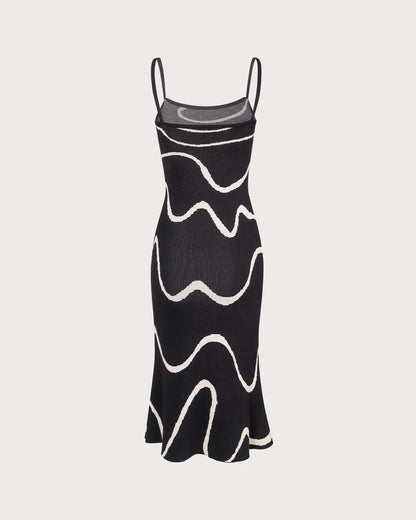 Vestido midi de punto con dobladillo de sirena The Black Wave