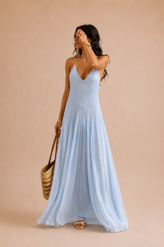 Almudena | Vestido elegante sin mangas con espalda descubierta