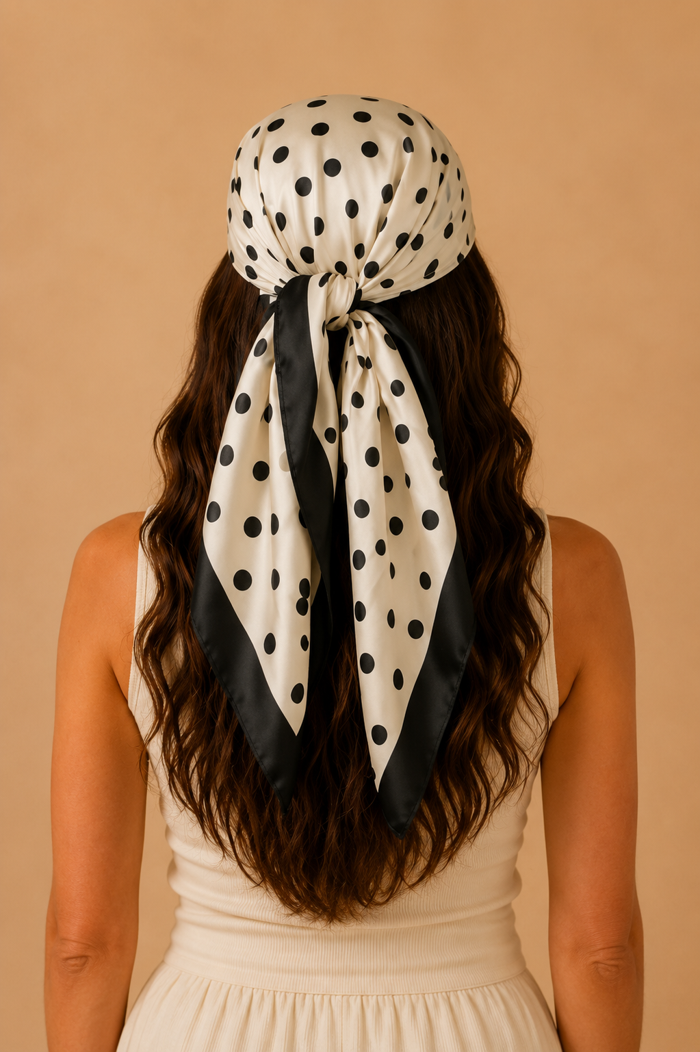Capri Noir | Pañuelo satinado de lunares