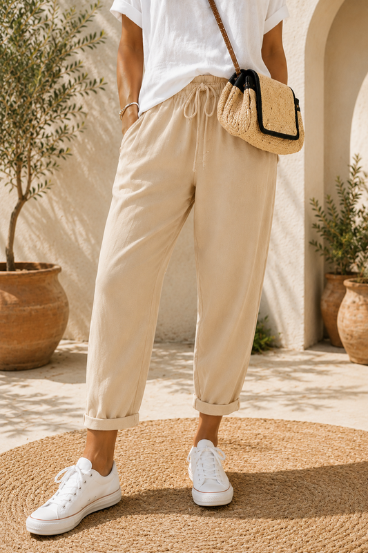 Elena | Pantalón de lino y algodón casual para mujer