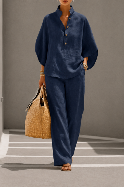 Maribel™ | Conjunto de lino con mangas murciélago y pantalones anchos