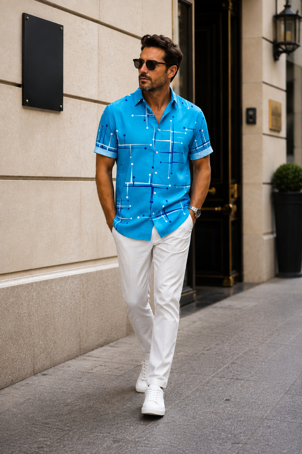 Lucky™ | Camisa abotonada de corte relajado con estampado geométrico