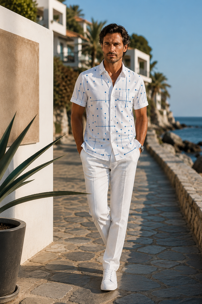 Lucky™ | Camisa abotonada de corte relajado con estampado geométrico