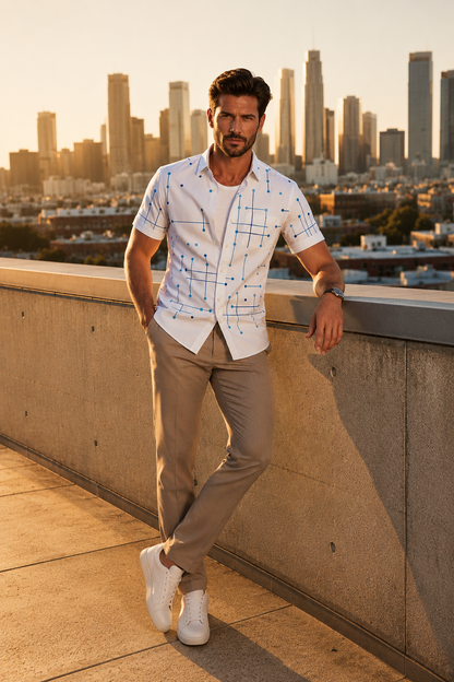 Lucky™ | Camisa abotonada de corte relajado con estampado geométrico