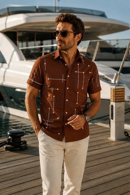 Lucky™ | Camisa abotonada de corte relajado con estampado geométrico