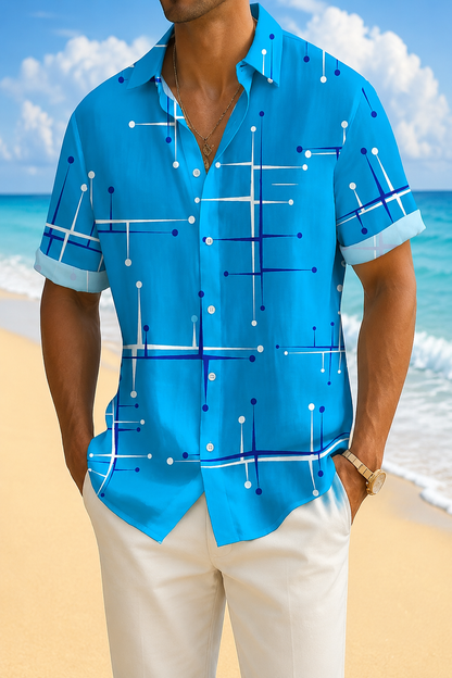 Lucky™ | Camisa abotonada de corte relajado con estampado geométrico