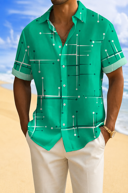 Lucky™ | Camisa abotonada de corte relajado con estampado geométrico