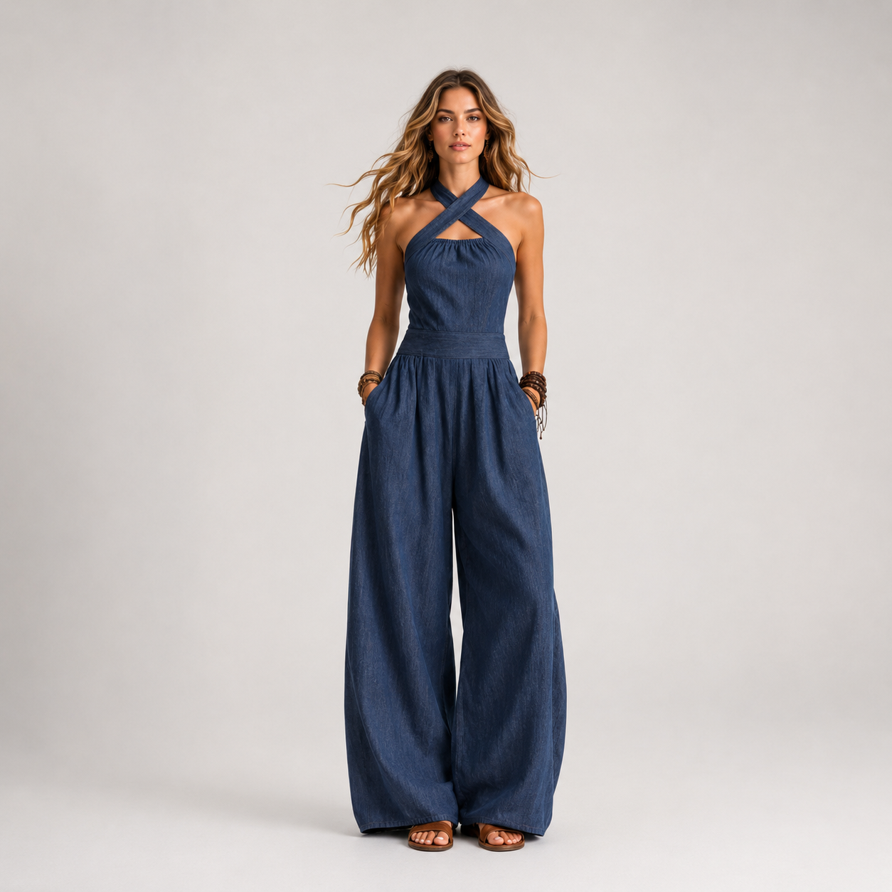 Candela | Conjunto de lino y algodón con un elegante escote cruzado