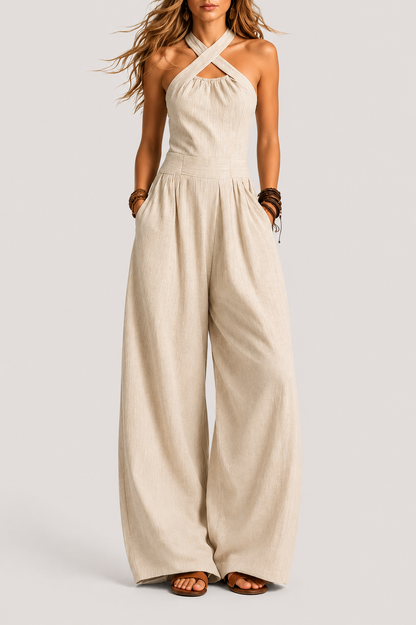 Candela | Conjunto de lino y algodón con un elegante escote cruzado