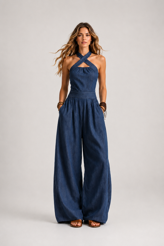 Candela | Conjunto de lino y algodón con un elegante escote cruzado