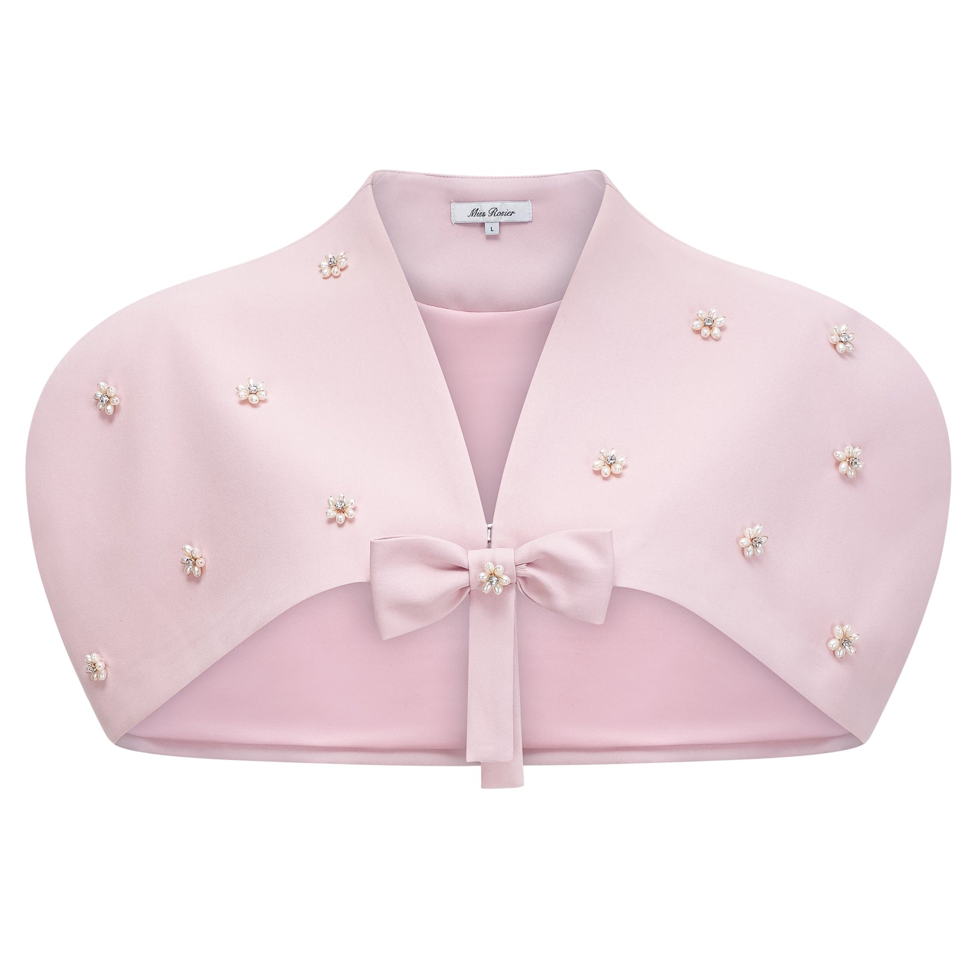 Conjunto de Chal Rosa, Corsé y Falda Plisada Priscille