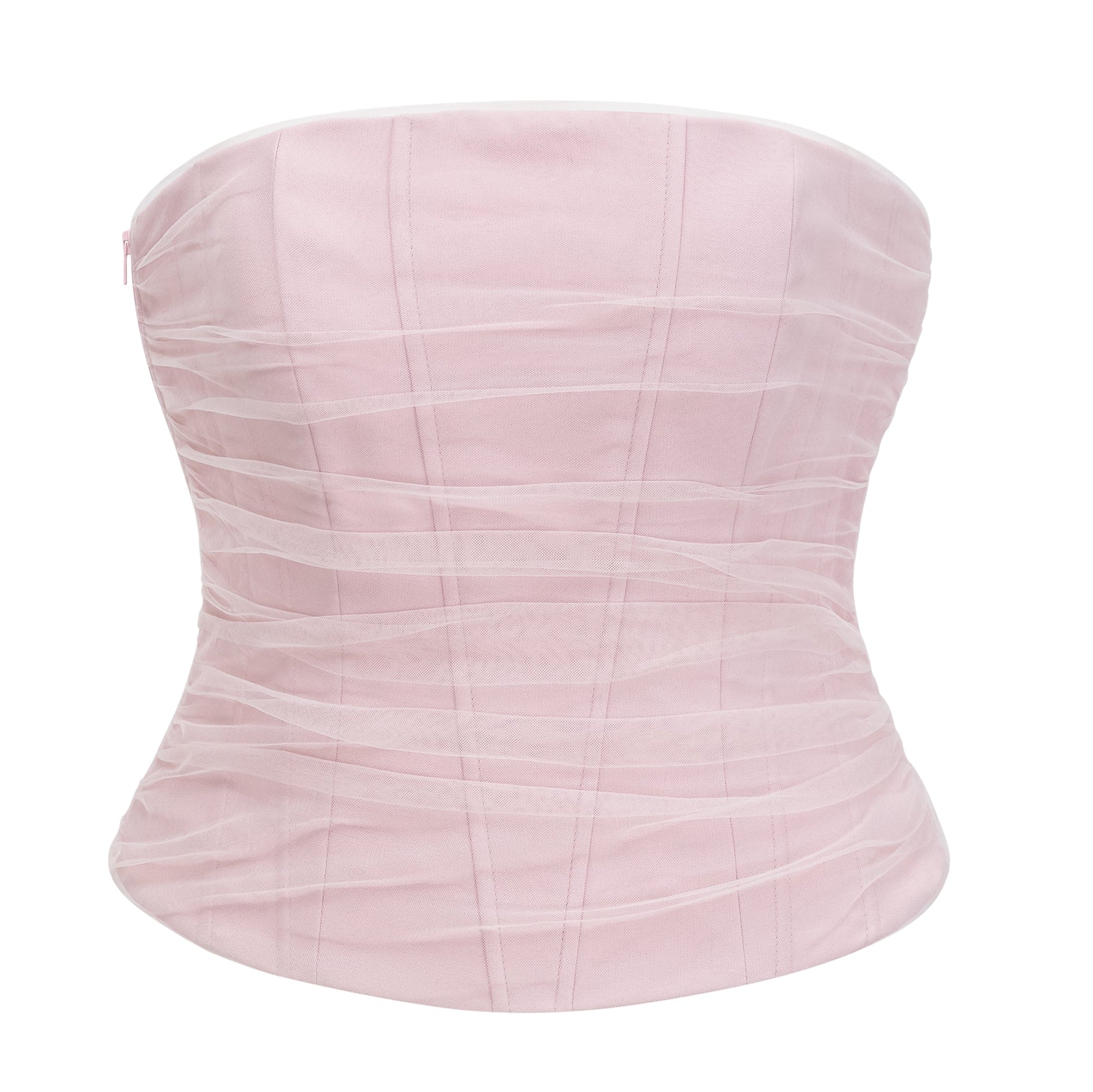 Conjunto de Chal Rosa, Corsé y Falda Plisada Priscille