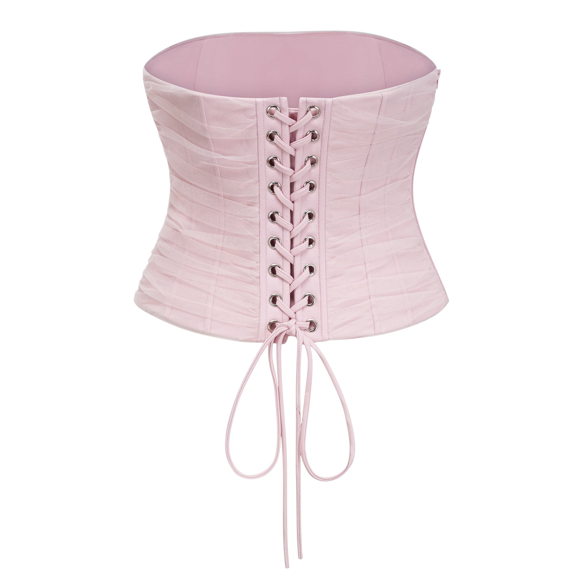 Conjunto de Chal Rosa, Corsé y Falda Plisada Priscille
