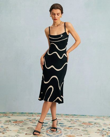 Vestido midi de punto con dobladillo de sirena The Black Wave