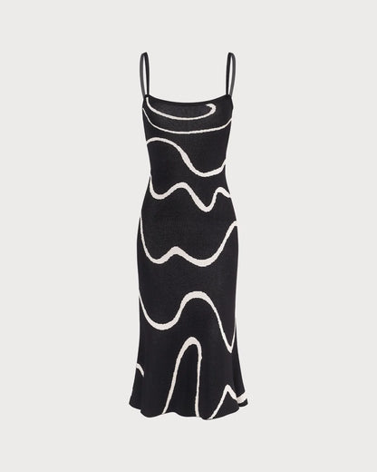 Vestido midi de punto con dobladillo de sirena The Black Wave