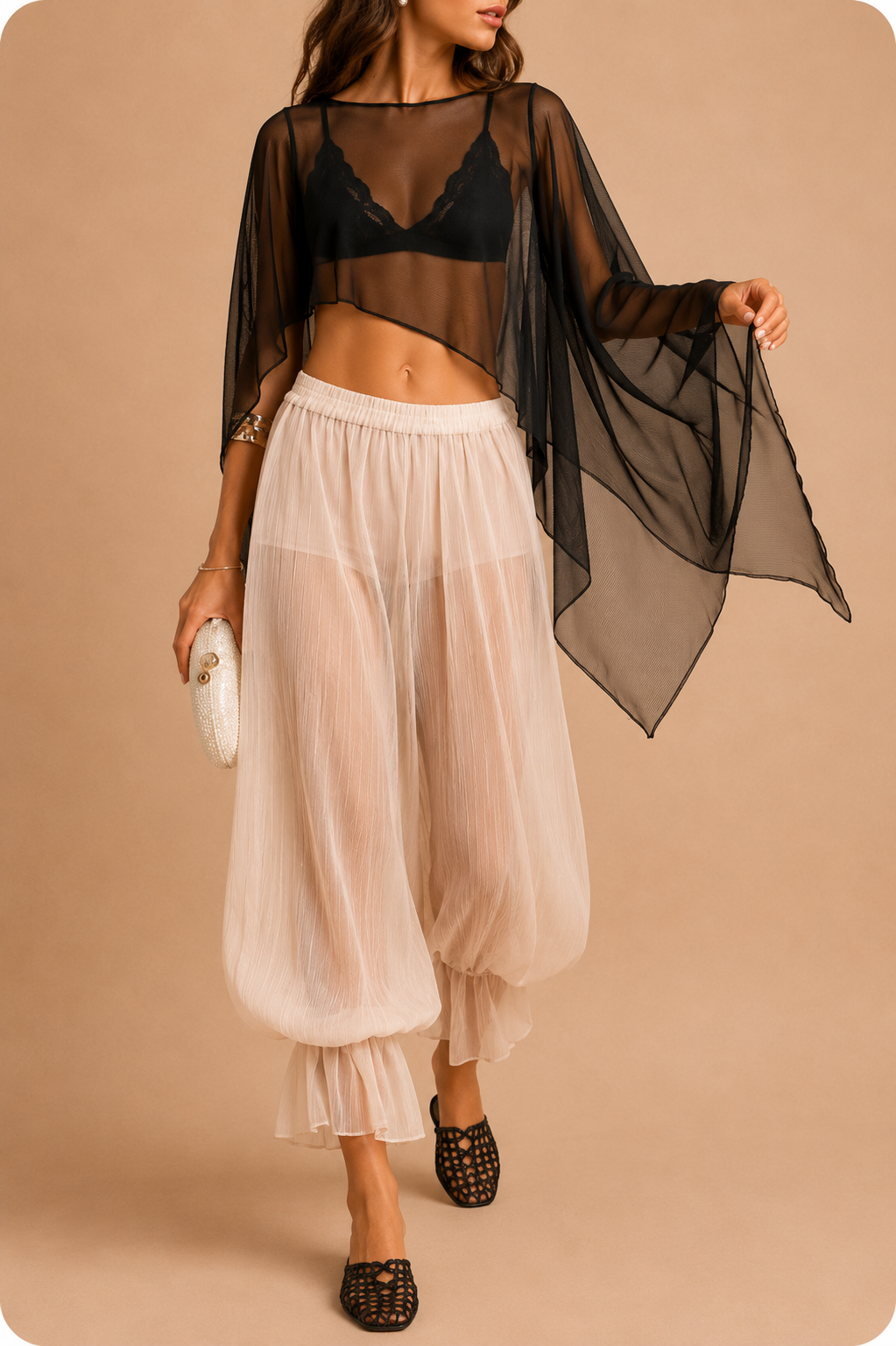 Sara | Pantalón palazzo plisado